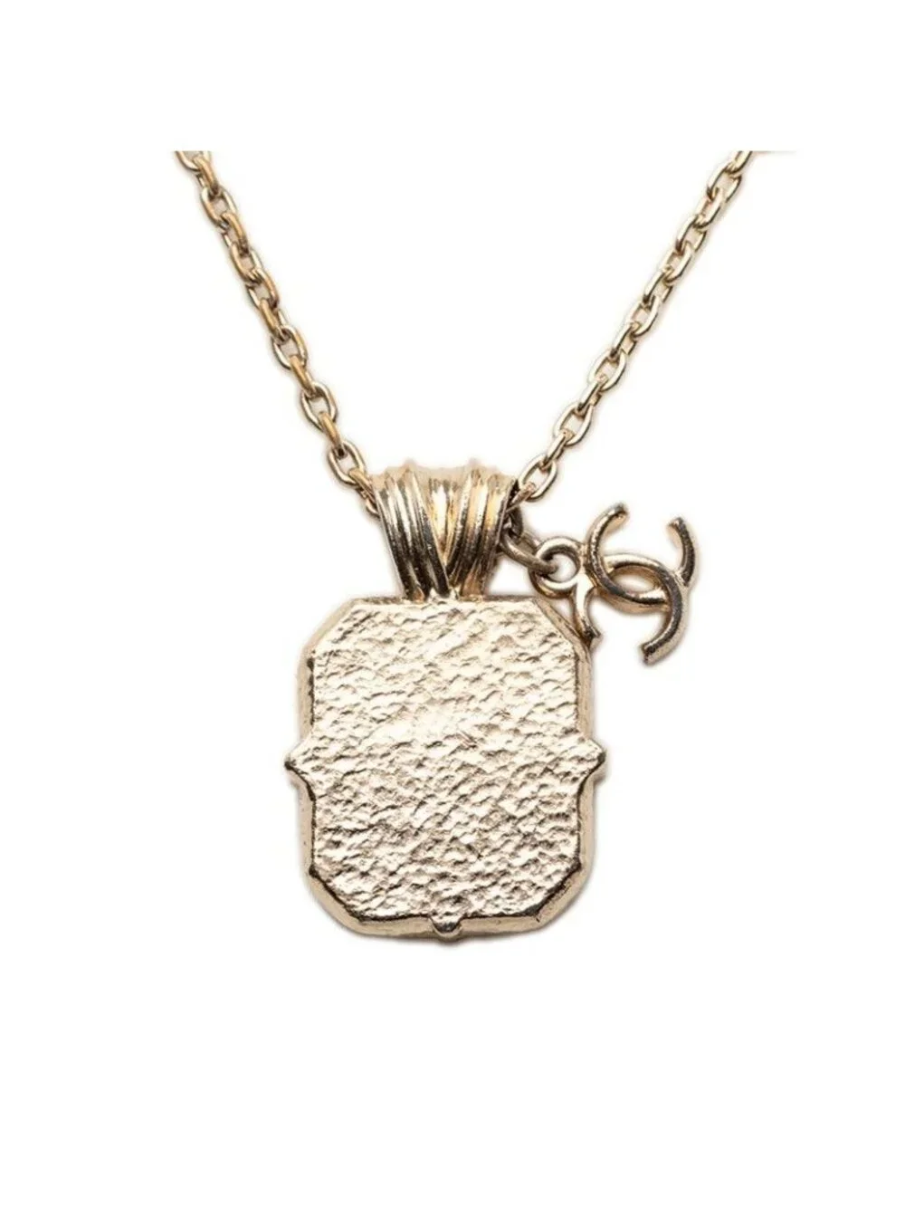 Chanel CC Logo Chain Pendant 21 Gold Black Plated Rhinestone